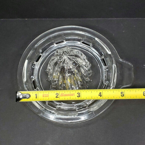 Citrus Reamer Clear Ribbed Glass Juicer with Thumb Tab Handle Vtg - Picture 6 of 12